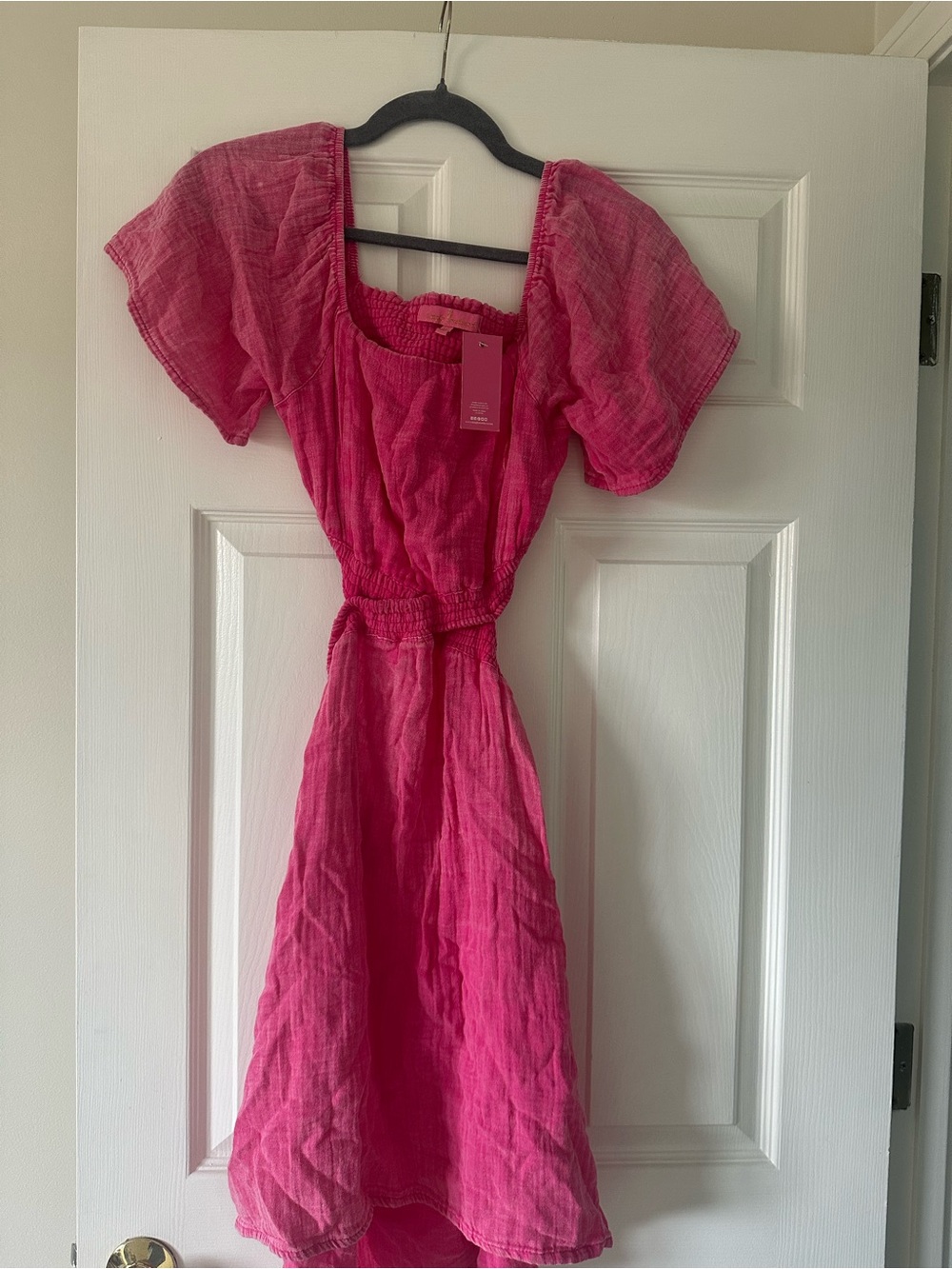 Simply Southern Hot Pink Puff-Sleeve Midi Dress